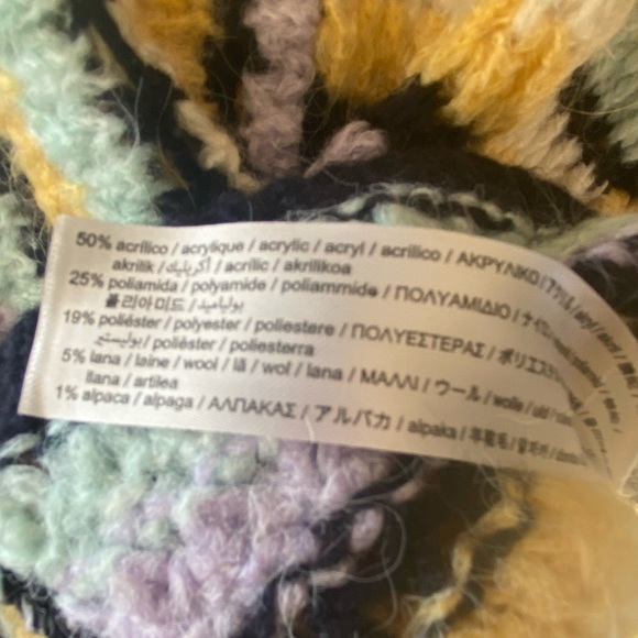 L ๐ ZARA Striped Knit Sweater Round Neck Multicolored Yellow Navy Purple - Picture 14 of 15